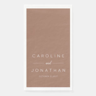Modern Minimal Script Mocha Brown Custom Wedding Napkin