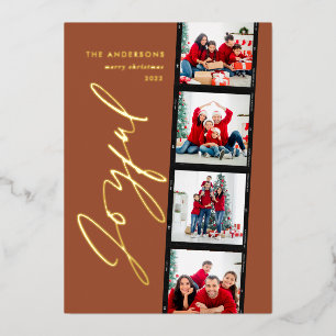 Modern minimal script multi photo christmas rust