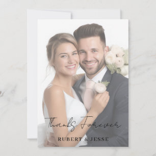 Modern Minimal Script Photo Wedding Thank You Card