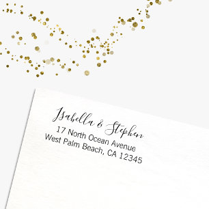 Modern Minimal Script Return Address Couples Rubber Stamp