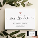 Modern Minimal Script Rose Gold Vow Renewal Save The Date<br><div class="desc">This elegant Save the Date card for your vow renewal shines with simplicity. Modern typography,  gorgeous calligraphy and accented by a delicate heart in faux rose gold.</div>