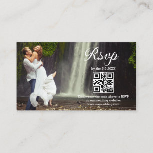modern minimal script rsvp qr code photo wedding enclosure card