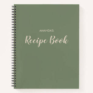 Modern Minimal Script Sage Green Cooking Recipe Notebook