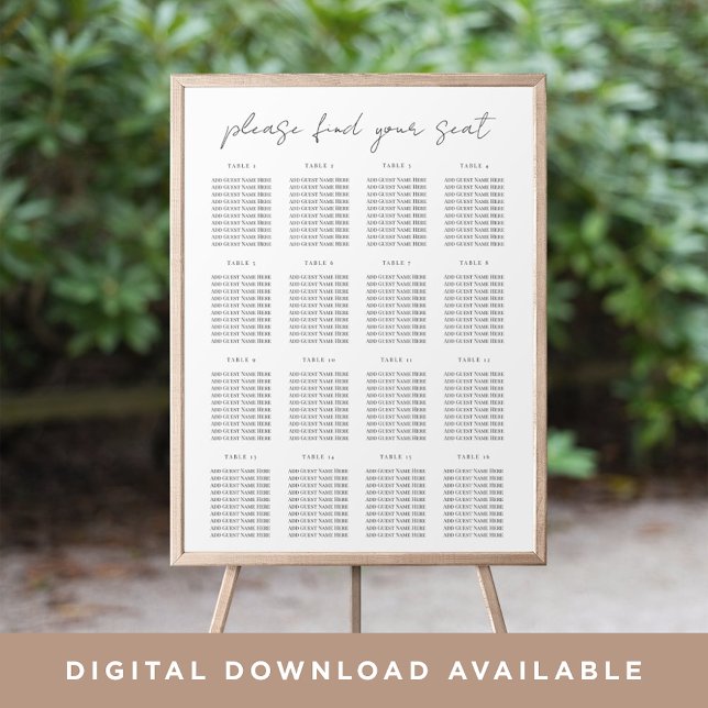 Modern Minimal Script Seating Chart (Creator Uploaded)