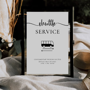 Modern Minimal Script Shuttle Service Wedding Sign