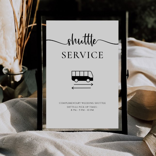 Modern Minimal Script Shuttle Service Wedding Sign (Creator Uploaded)