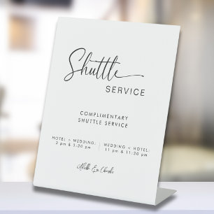 Modern Minimal Script Shuttle Service Wedding Sign
