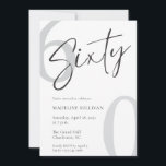 Modern Minimal Script Sixty 60th Birthday Party Invitation<br><div class="desc">Modern Script Sixty Birthday Celebration design with elegant calligraphy and a minimalist layout. Perfect for a stylish 60th birthday celebration,  this clean and timeless typography style creates a sophisticated and memorable event announcement.</div>