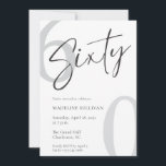 Modern Minimal Script Sixty 60th Birthday Party Invitation<br><div class="desc">Modern Script Sixty Birthday Celebration design with elegant calligraphy and a minimalist layout. Perfect for a stylish 60th birthday celebration,  this clean and timeless typography style creates a sophisticated and memorable event announcement.</div>