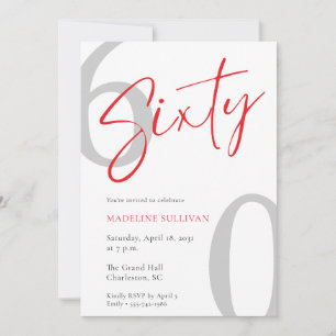Modern Minimal Script Sixty 60th Birthday Party Invitation