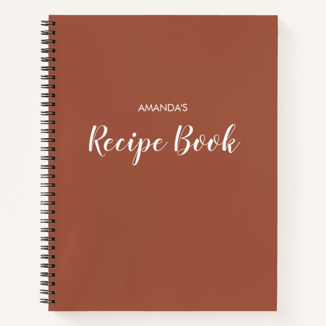 Modern Minimal Script Terracotta Cooking Recipe Notebook (Front)