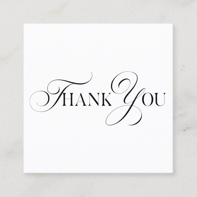 modern minimal script thank you for your order square business card (Front)