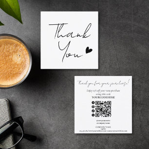 modern minimal script thank you for your order square business card