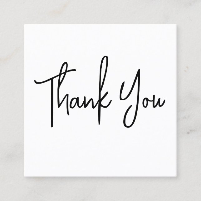 modern minimal script thank you for your order square business card (Front)