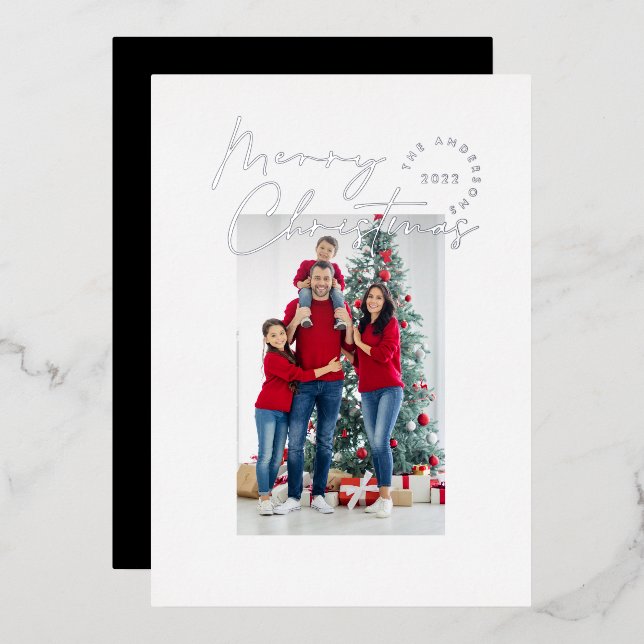 Modern minimal script typography 1 photo Christmas (Front/Back)
