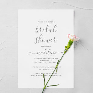 Modern Minimal Script Typography Bridal Shower Invitation