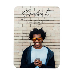 Modern minimal script typography graduation magnet