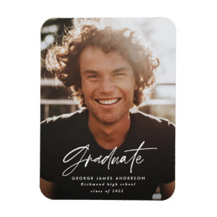Modern minimal script typography graduation magnet