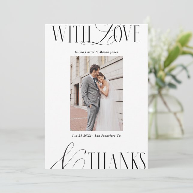 Modern Minimal Script Typography Photo  Thank You Card (Standing Front)