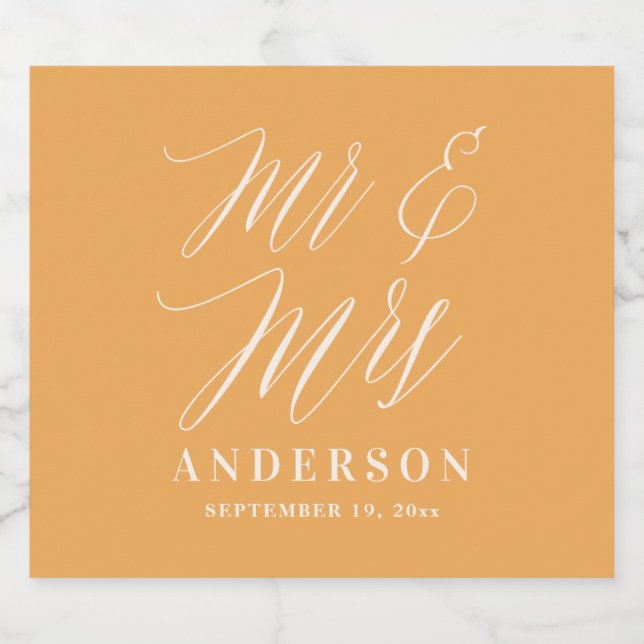 Modern minimal script typography wedding wine labe sparkling wine label (Single Label)