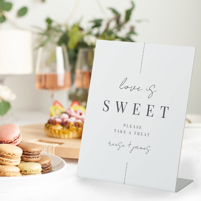 Modern Minimal Script Wedding Dessert Table Pedestal Sign (Creator Uploaded)