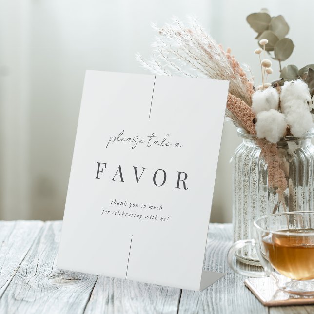 Modern Minimal Script Wedding Favour Pedestal Sign (Creator Uploaded)