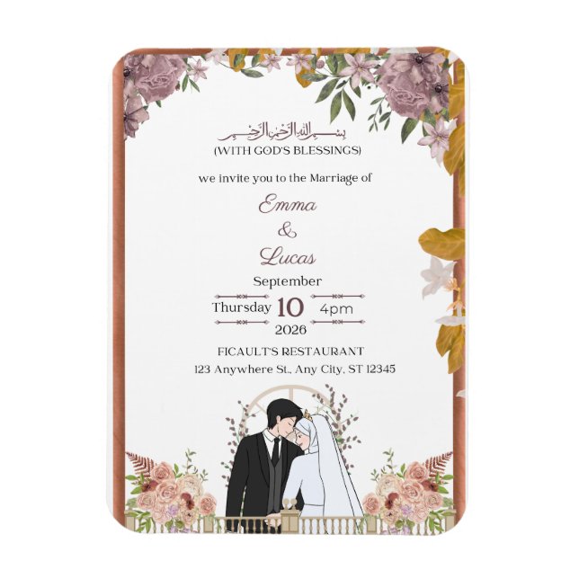 Modern Minimal Script Wedding Invitation – Emma &  Magnet (Vertical)
