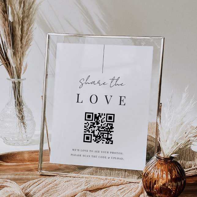 Modern Minimal Script Wedding Photo QR Code Sign (Creator Uploaded)