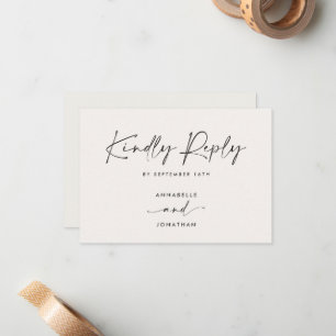 Modern Minimal Script Wedding RSVP with Stripe abc Card