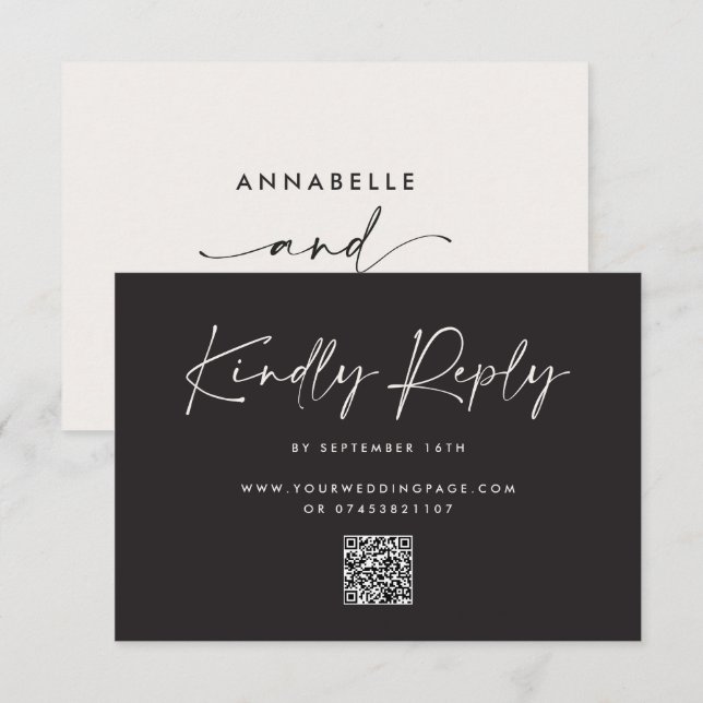 Modern Minimal Script Wedding RSVP with Stripe Card (Front/Back)