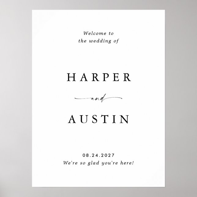 Modern Minimal Script Wedding Welcome Sign (Front)