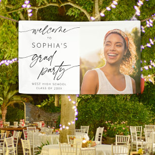 Modern Minimal Script Welcome Graduation Party Banner