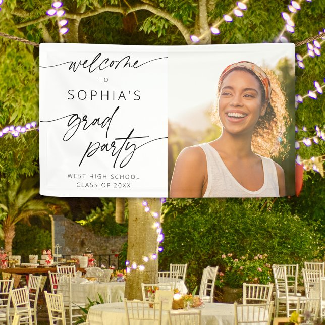 Modern Minimal Script Welcome Graduation Party Banner (Creator Uploaded)