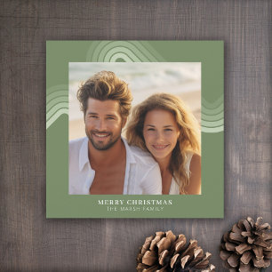 Modern Minimal Shades of Juniper Stripes - Photo Holiday Card
