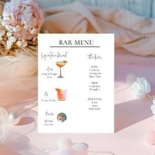 Modern Minimal Signature Drink Cocktail Bar Sign