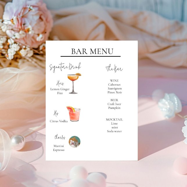 Modern Minimal Signature Drink Cocktail Bar Sign (Creator Uploaded)