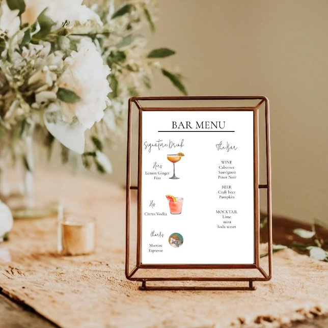 Modern Minimal Signature Drink Cocktail Bar Sign (Creator Uploaded)