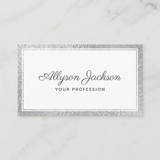 Modern Minimal Silver Foil Business Card (Front)