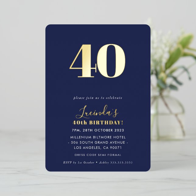 MODERN MINIMAL simple 30th birthday party navy (Standing Front)