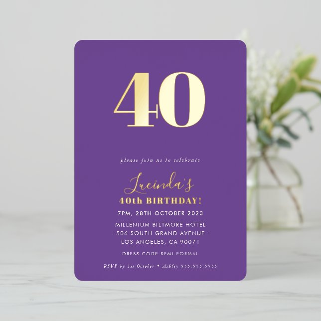 MODERN MINIMAL simple 30th birthday party purple (Standing Front)