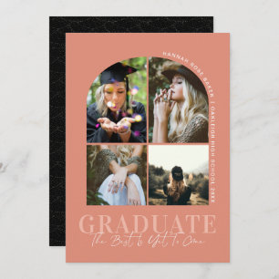 Modern Minimal Simple Arched Graduation 4 Photo Announcement