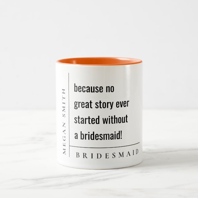 Modern Minimal Simple Bold Classy Bridesmaid Gift Two-Tone Coffee Mug (Center)
