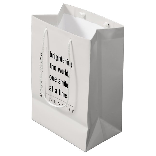 Modern Minimal Simple Bold Dentist Gift Medium Gift Bag (Front Angled)