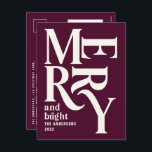 Modern minimal simple burgundy merry Christmas Holiday Postcard<br><div class="desc">Modern minimal traditional retro vintage graphic typography burgundy merry Christmas holiday card. Part of a bold fun holiday collection.</div>