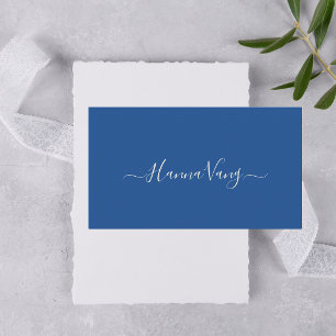 Modern Minimal Simple Chic Elegant Blue Business Card