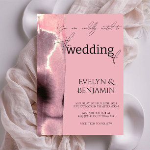 Modern, Minimal, Simple Dusty Rose Wedding   Invitation