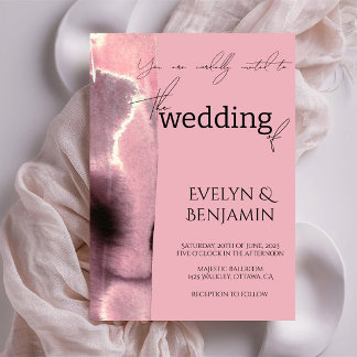 Modern, Minimal, Simple Dusty Rose Wedding   Invitation