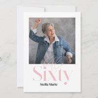 Modern minimal simple girly pink 60th birthday