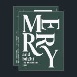 Modern minimal simple green merry Christmas Holiday Postcard<br><div class="desc">Modern minimal traditional retro vintage graphic typography green merry Christmas holiday card. Part of a bold fun holiday collection.</div>