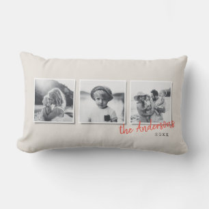 Modern minimal simple multi photo home decor lumbar cushion